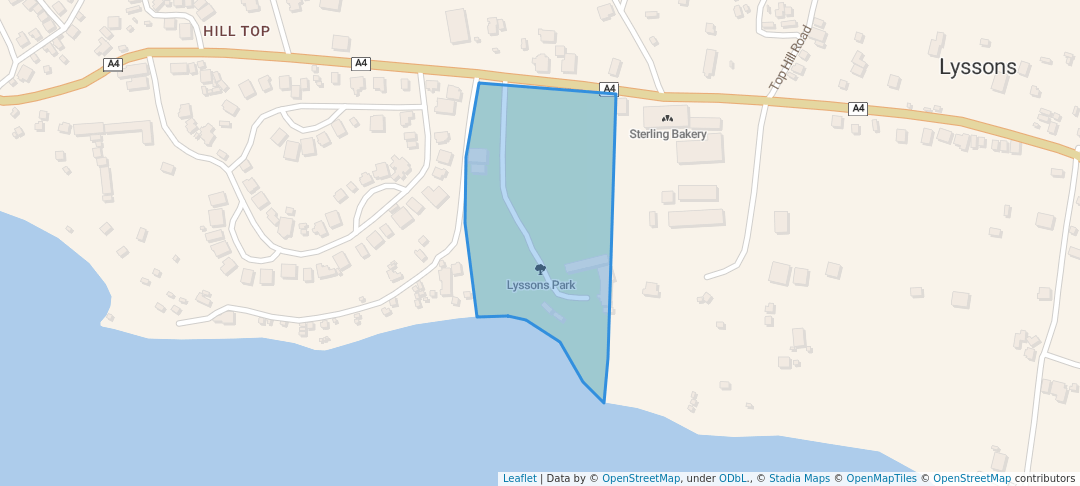 walking in Lyssons Park map in Morant Bay