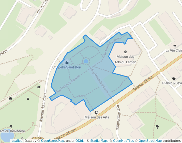 walking in Square Paul Jacquier map in Thonon-les-Bains