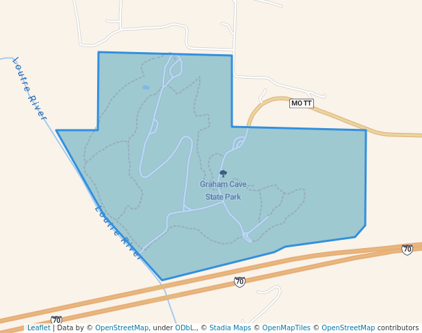 walking in Graham Cave State Park map in Montgomery City