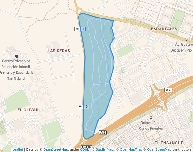 walking in Gran Parque de los Espartales map in Alcalá de Henares