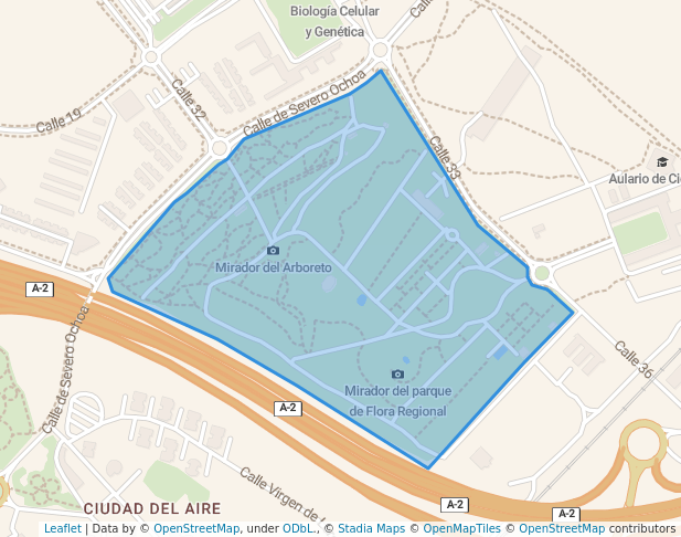 walking in Real Jardín Botánico Juan Carlos I map in Alcalá de Henares