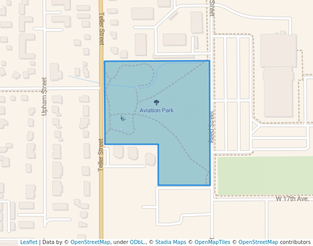 walking in Aviation Park map in Lakewood