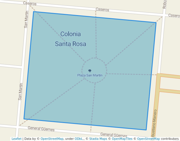 Plaza San Martín in Colonia Santa Rosa | Map and Routes