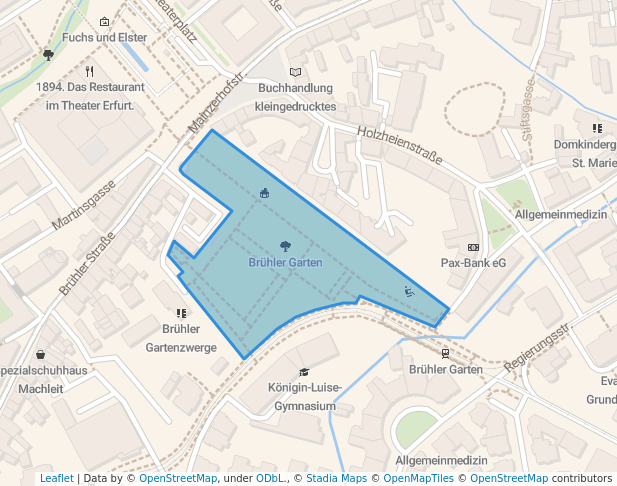 walking in Brühler Garten map in Erfurt