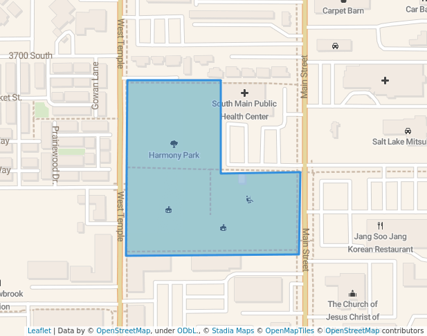 walking in Harmony Park map in South Salt Lake