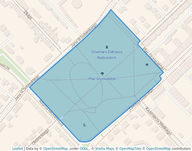 walking in Plac Grunwaldzki map in Gliwice