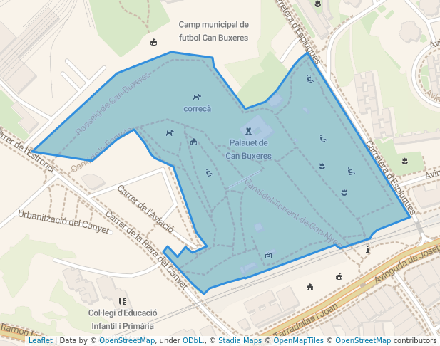 walking in Parc de Can Buxeres map in L'Hospitalet de Llobregat