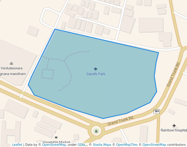 walking in gandhi park map in Guntur