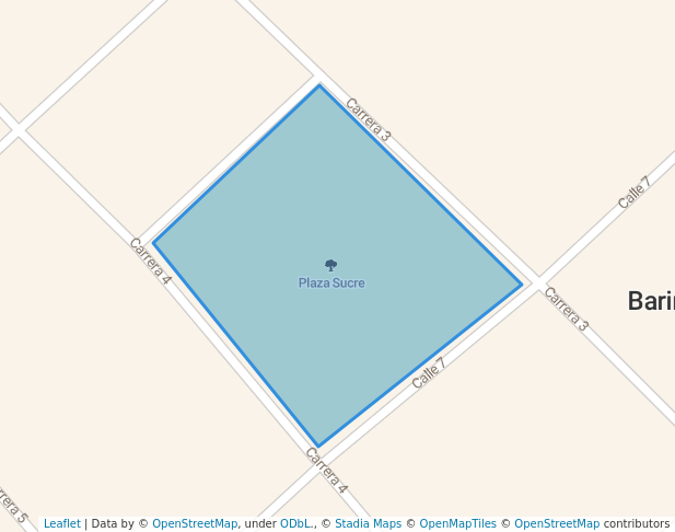 walking in Plaza Sucre map in Barinitas