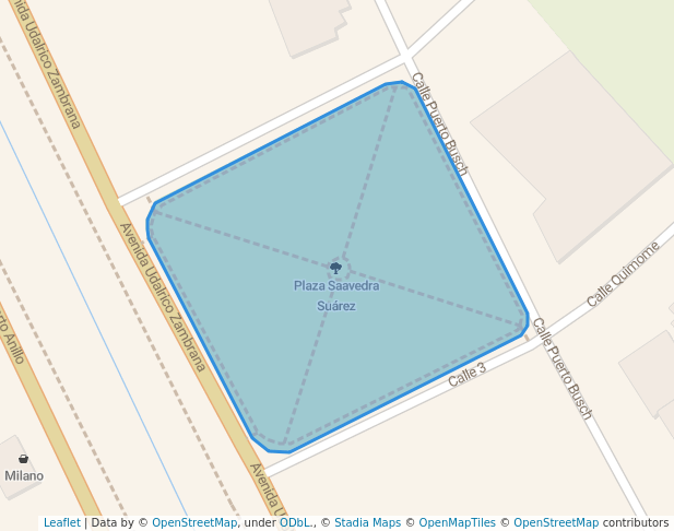 walking in Plaza Saavedra Suárez map in Santa Cruz de la Sierra