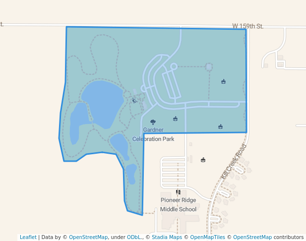 walking in Gardner Celebration Park map in Gardner