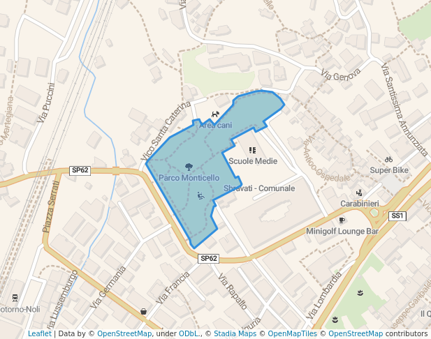 walking in Parco Monticello map in Spotorno