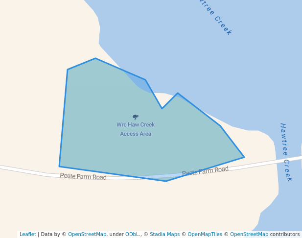 walking in Wrc Haw Creek Access Area map in Warrenton