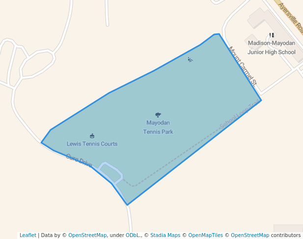 walking in Mayodan Tennis Park map in Madison