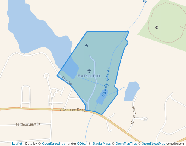 walking in Fox Pond Park map in Henderson