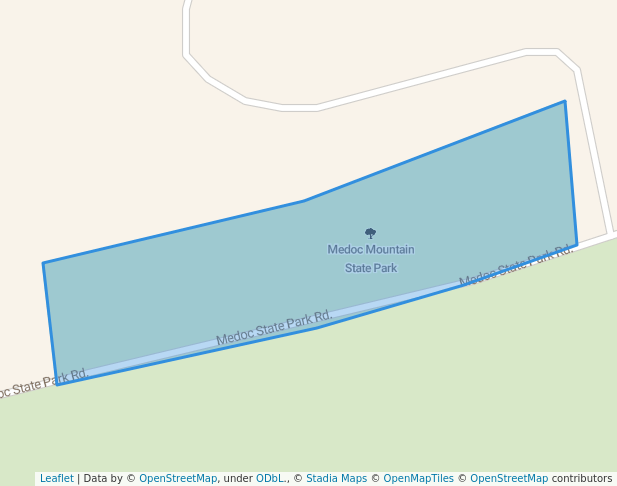 walking in Medoc Mountain State Park map in Hollister