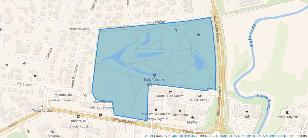 walking in Park imienia Stanisława Nowakowskiego map in Biłgoraj