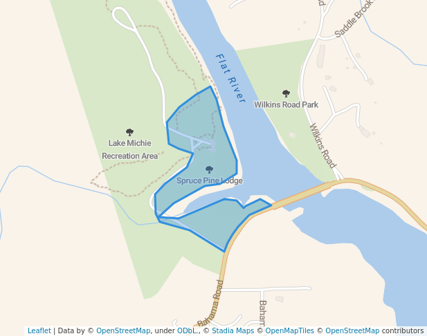 walking in Spruce Pine Lodge map in Bahama