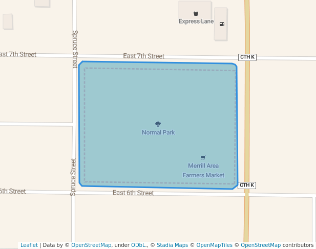 walking in Normal Park map in Merrill