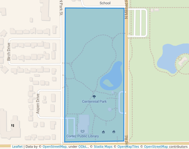 walking in Centennial Park map in Cortez