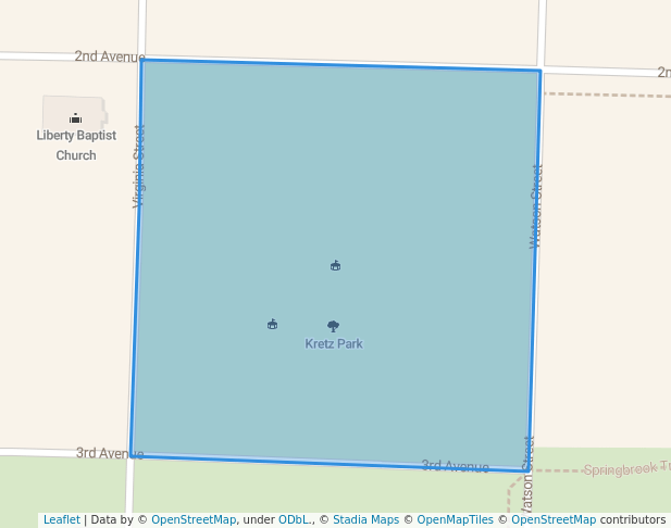 walking in Kretz Park map in Antigo