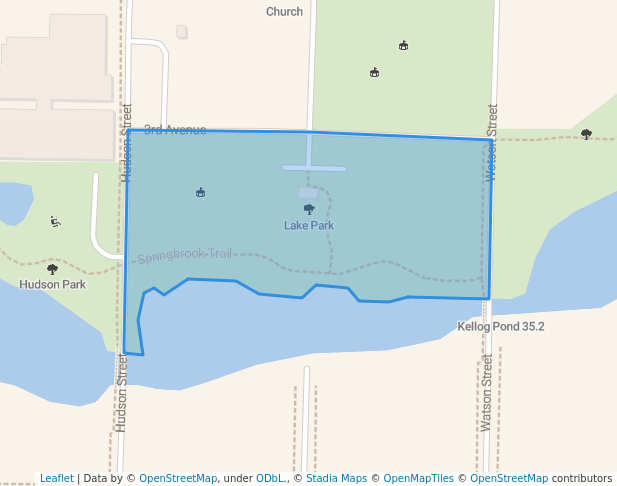 walking in Lake Park map in Antigo