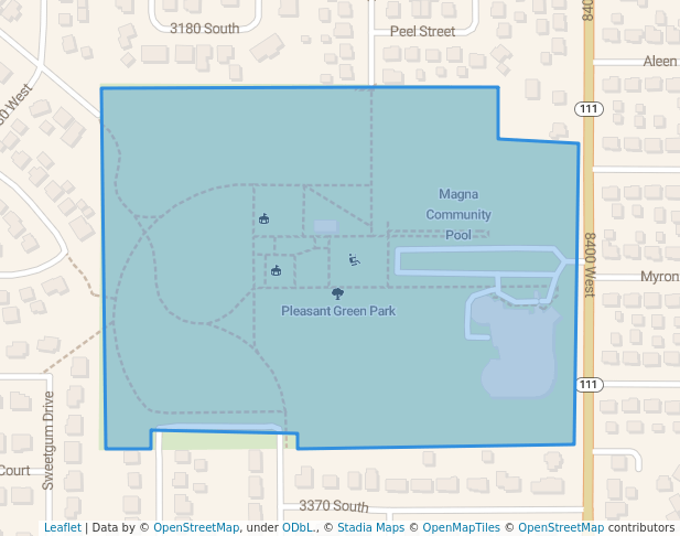 walking in Pleasant Green Park map in Magna