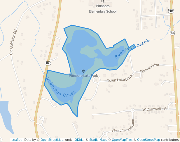 walking in Pittsboro Lake Park map in Pittsboro