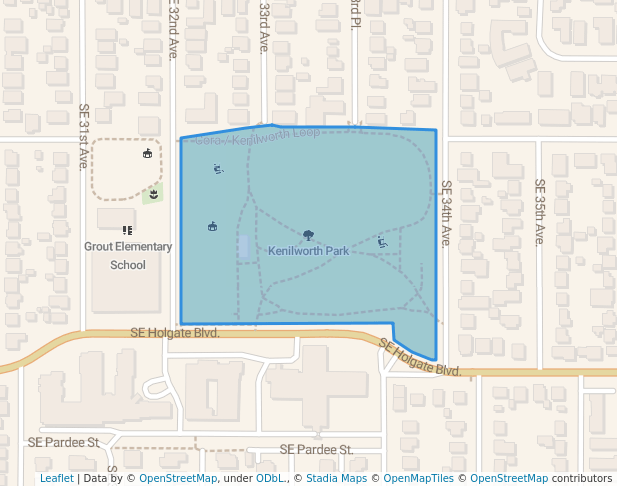 walking in Kenilworth Park map in Portland