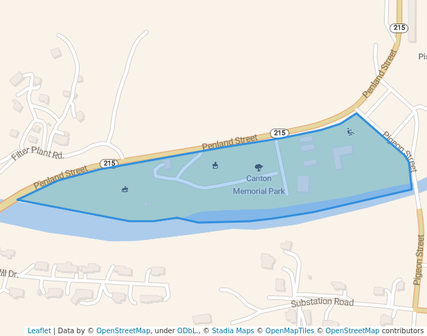 walking in Canton Memorial Park map in Canton
