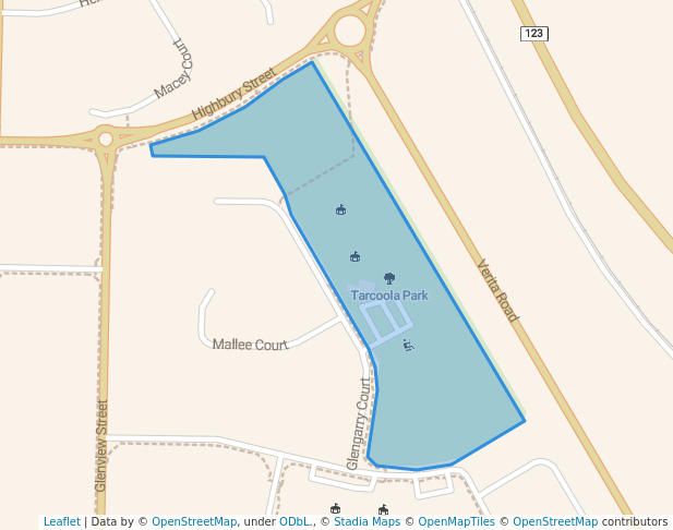 walking in Tarcoola Park map in Mount Tarcoola