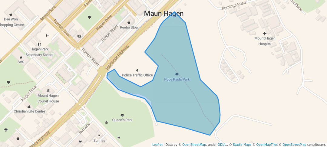 walking in Pope Pauls Park map in Mount Hagen