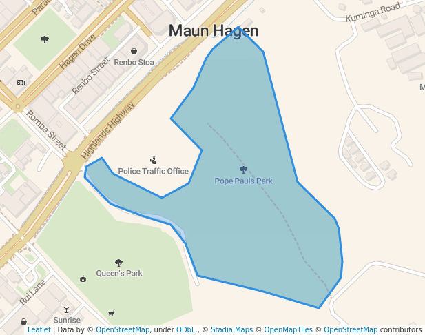walking in Pope Pauls Park map in Mount Hagen