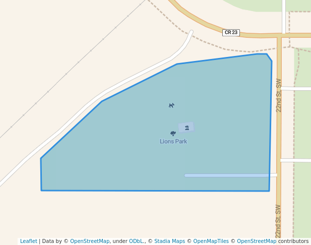 walking in Lions Park map in Willmar