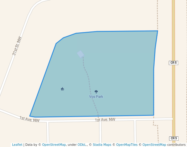 walking in Vos Park map in Willmar