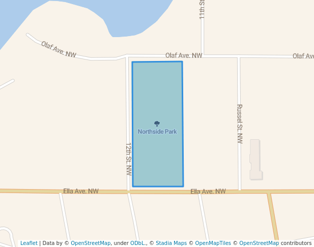 walking in Northside Park map in Willmar