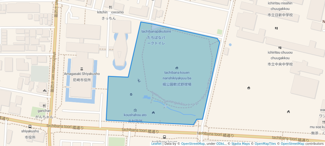 walking in 橘公園 map in Amagasaki
