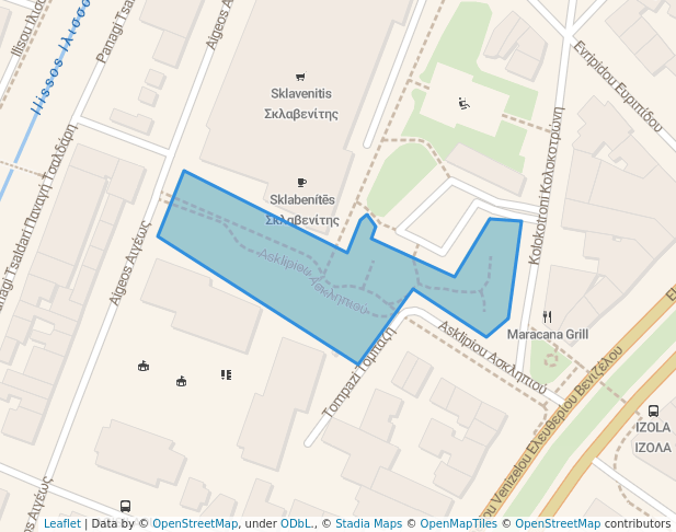 walking in Πάρκο Ιζόλα map in Kallithea