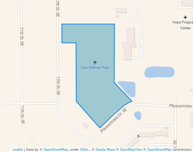walking in East Willmar Park map in Willmar