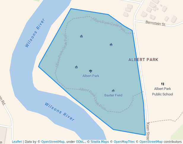 walking in Albert Park map in East Lismore