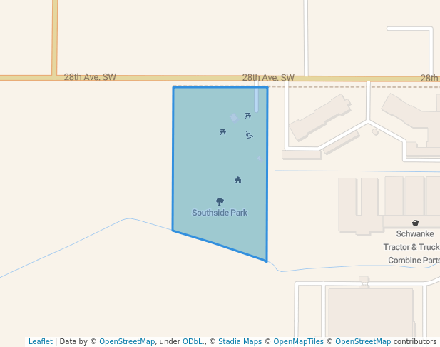 walking in Southside Park map in Willmar