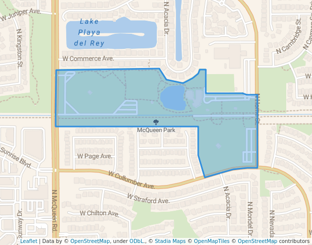 walking in McQueen Park map in Gilbert