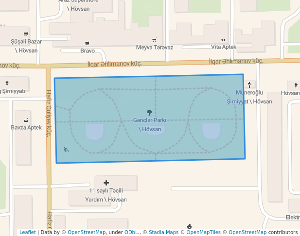 walking in Gənclər Parkı map in Hovsan