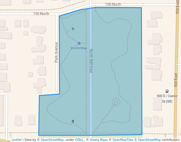 walking in Memorial Park map in Provo