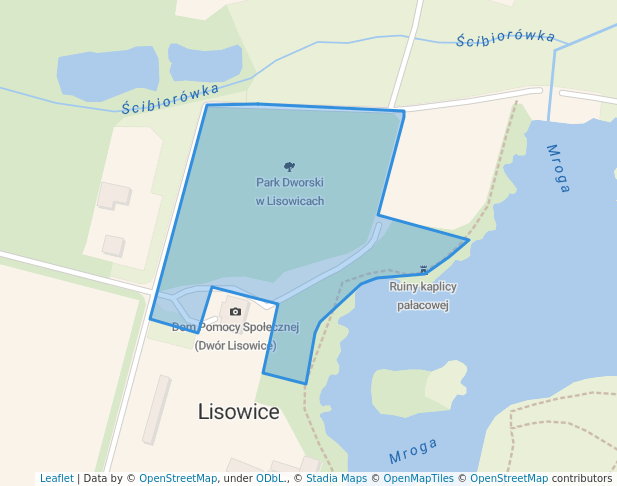 walking in Park Dworski w Lisowicach map in Lisowice