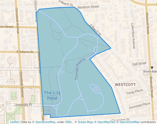 walking in Thornden Park map in Syracuse