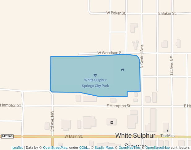 walking in White Sulphur Springs City Park map in White Sulphur Springs