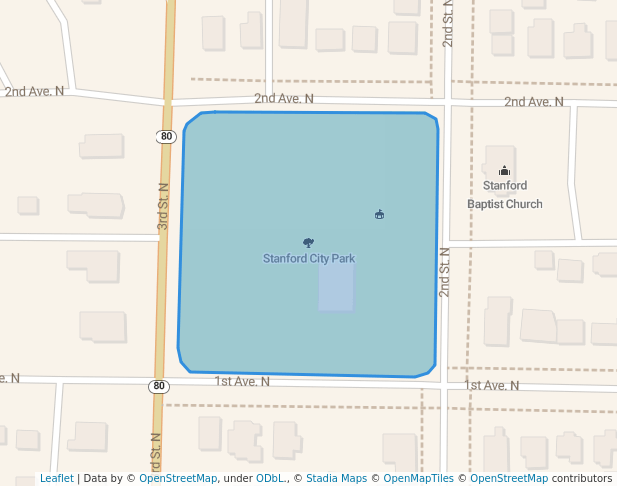 walking in Stanford City Park map in Stanford