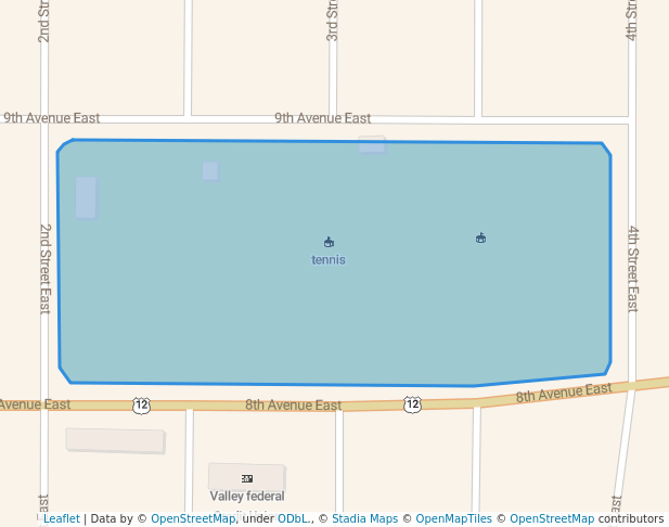 walking in Roundup City Park map in Roundup