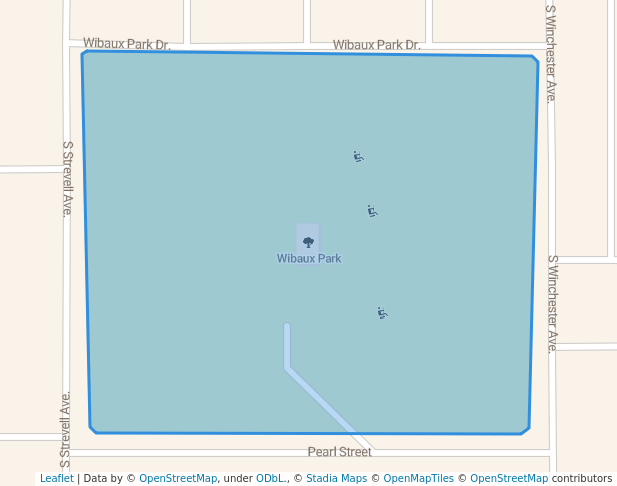 walking in Wibaux Park map in Miles City
